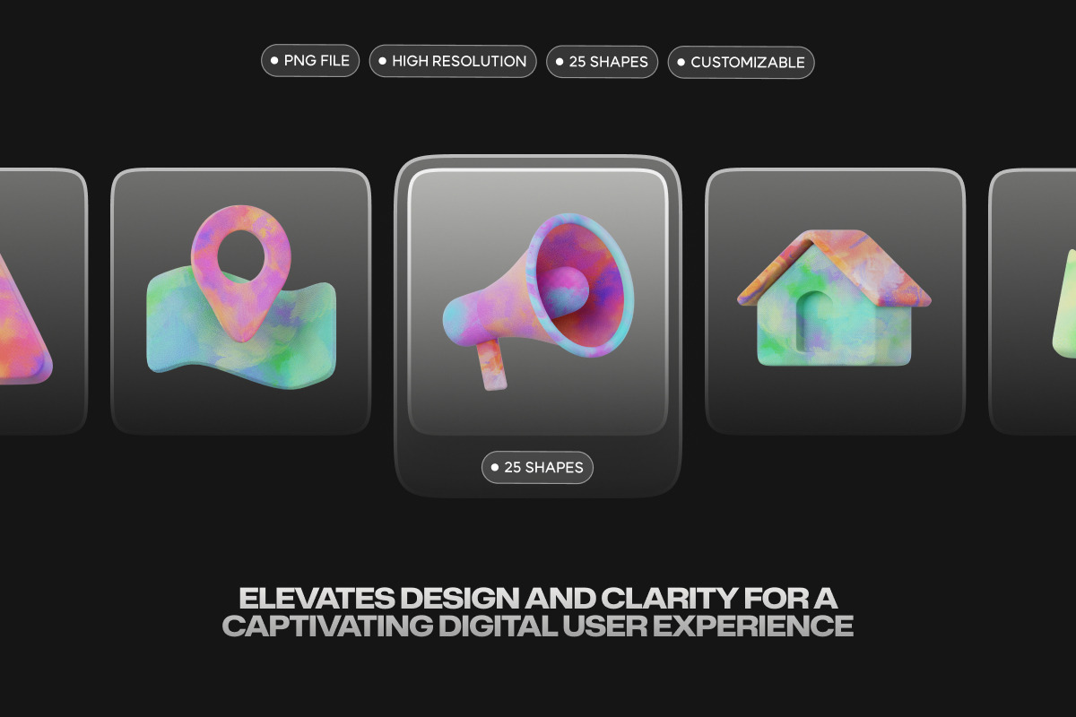 3D General UI Icon Set with Texture