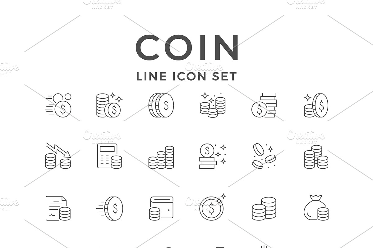 Set line icons of coin, an Outline Icon by motorama (Photo 1 of 2)