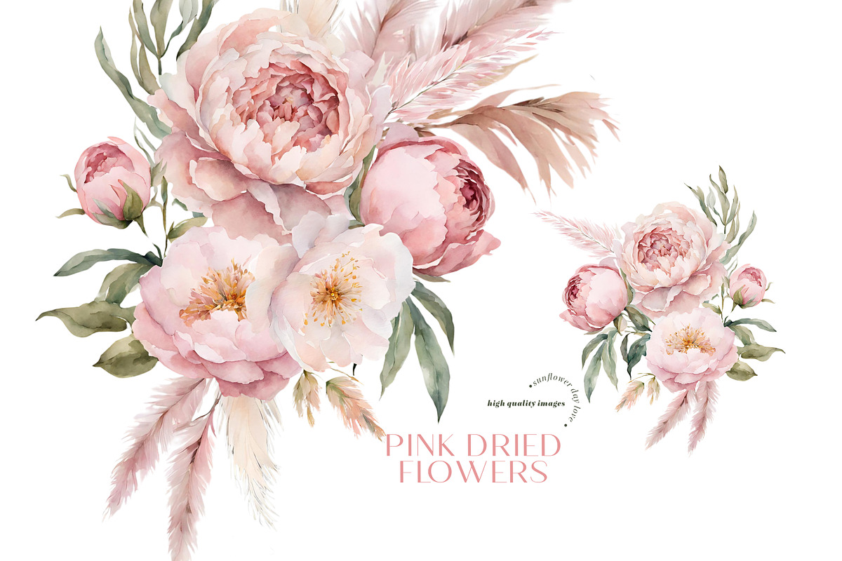 Pink Floral Pampas Grass Clipart, an Illustration by Sunflower Day Love (Photo 6 of 7)