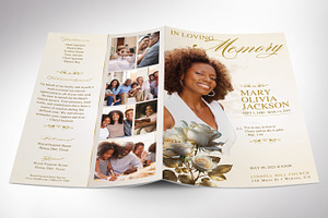 Classic Rose Funeral Program Canva, a Brochure Template by Godserv Designs