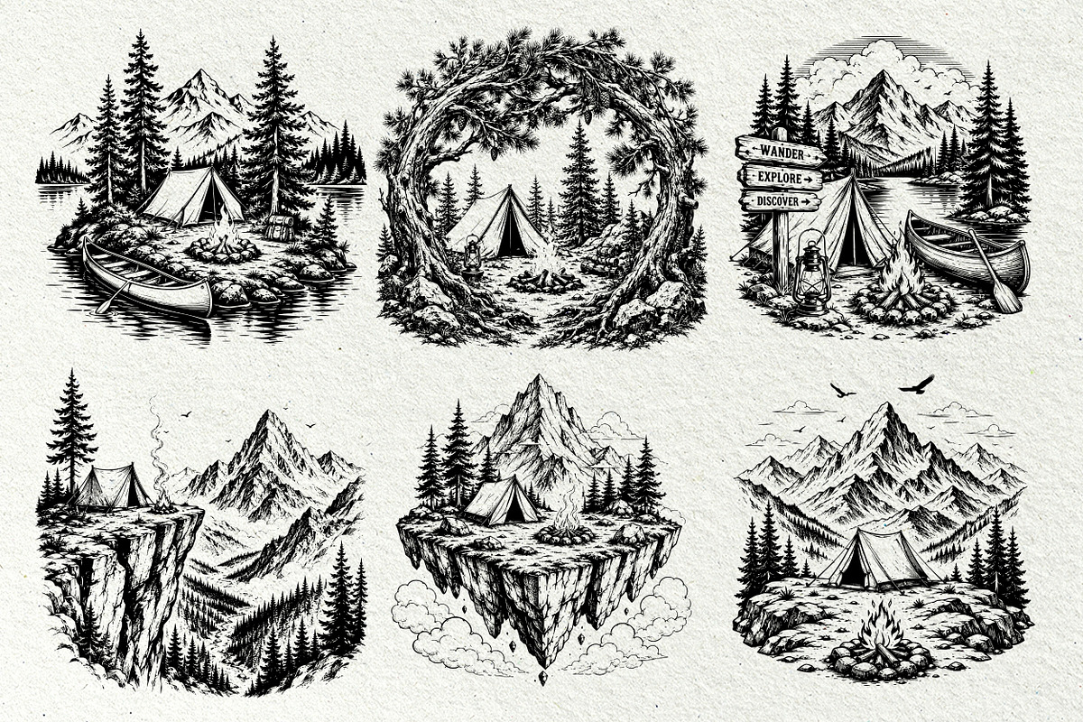 Camping Scenes Adventure Graphics, a Sport Illustration by DENIDigitalArtSudio (Photo 5 of 8)