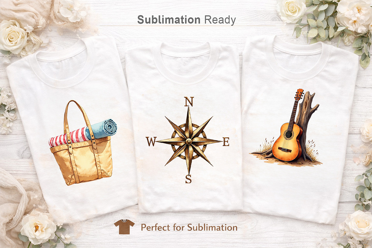 70s Retro Summer Watercolor Clipart, an Illustration by Artnoy (Photo 7 of 8)
