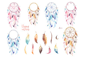 Dreamcatchers. Watercolor Collection