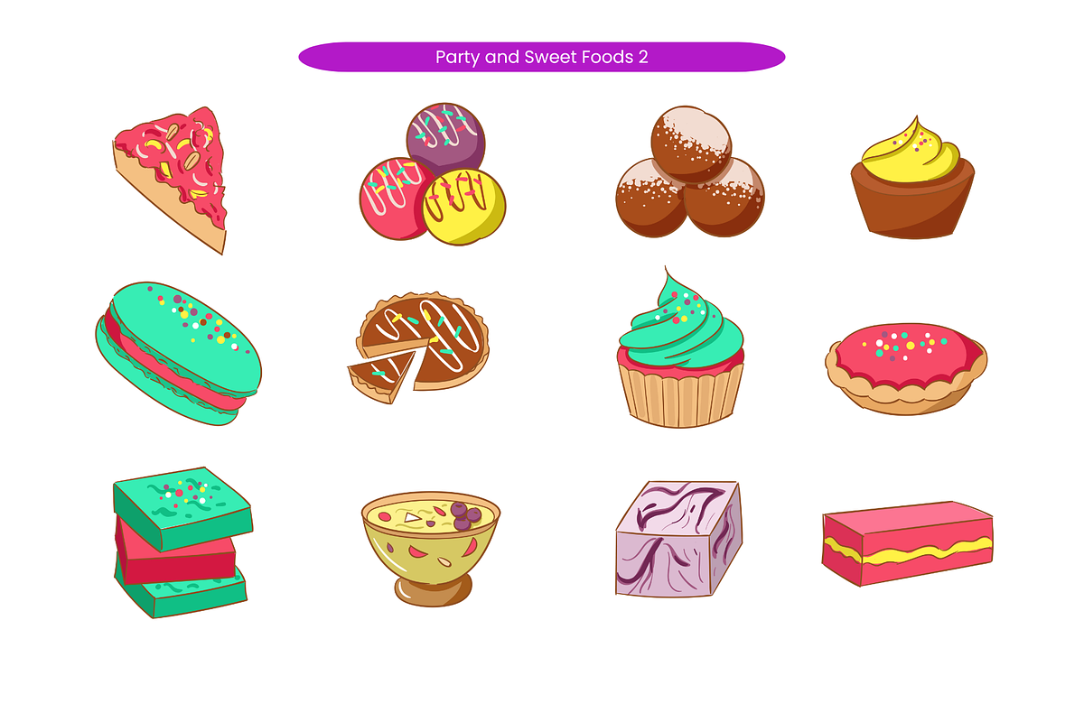 Party and Sweet Foods, a Food Illustration by Creathub Studio (Photo 3 of 3)