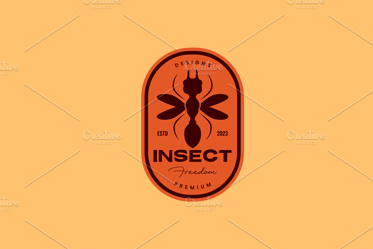 ant wings insect vintage retro logo, a Design Template by devastd