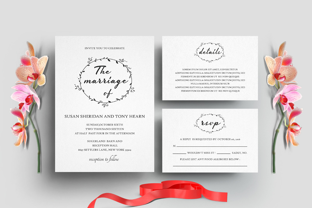 Minimal Wedding Invitation Set, an Invitation Template by TemplateCrafts (Photo 2 of 4)