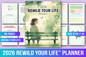 2026 Rewild Your Life Planner, a Stationery Template by Designmela01