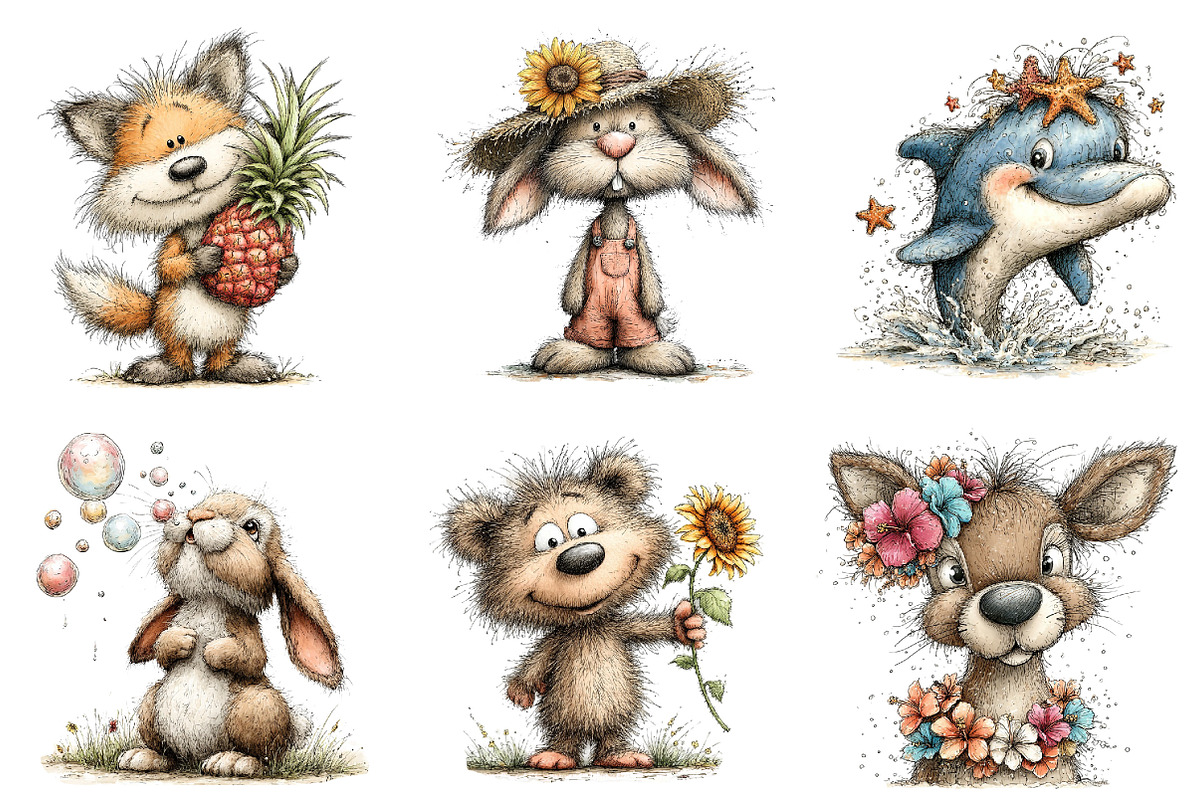 Whimsical Summer Animals Clipart, an Illustration by Dream Creation (Photo 7 of 8)
