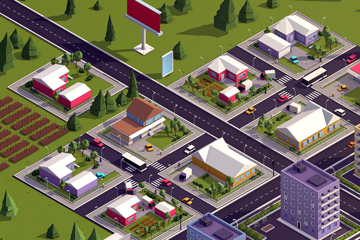 Cartoon Low Poly Town City Pack, an Environmental 3D Model by Anton Moek (Photo 9 of 11)