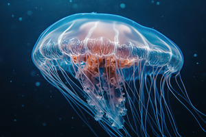 Vibrant jellyfish in ocean, a Photo by Beautiful things