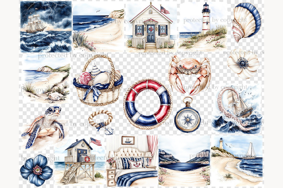 Nautical Clipart PNG, a Person Illustration by GlamArtZhanna (Photo 8 of 8)