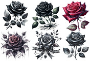 Gothic Roses Clipart Bundle, an Illustration by Designworld (Thumbnail 4 of 6)
