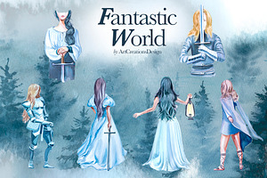 Watercolor Fantastic World Clipart