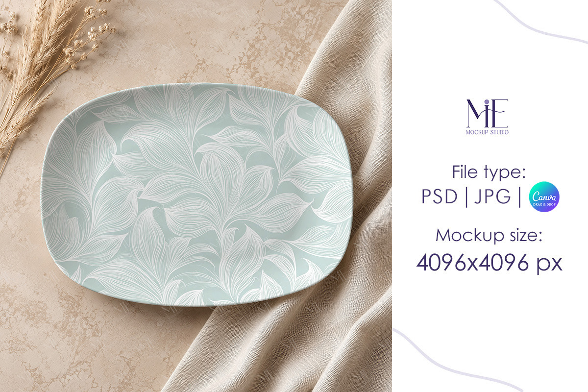 Deco Plate Oval Platter Mockup, a Merchandise Mockup by Mie Mockup Studio (Photo 5 of 8)