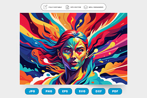 A woman with vibrant hair stands out, a Graphic by SaroStock