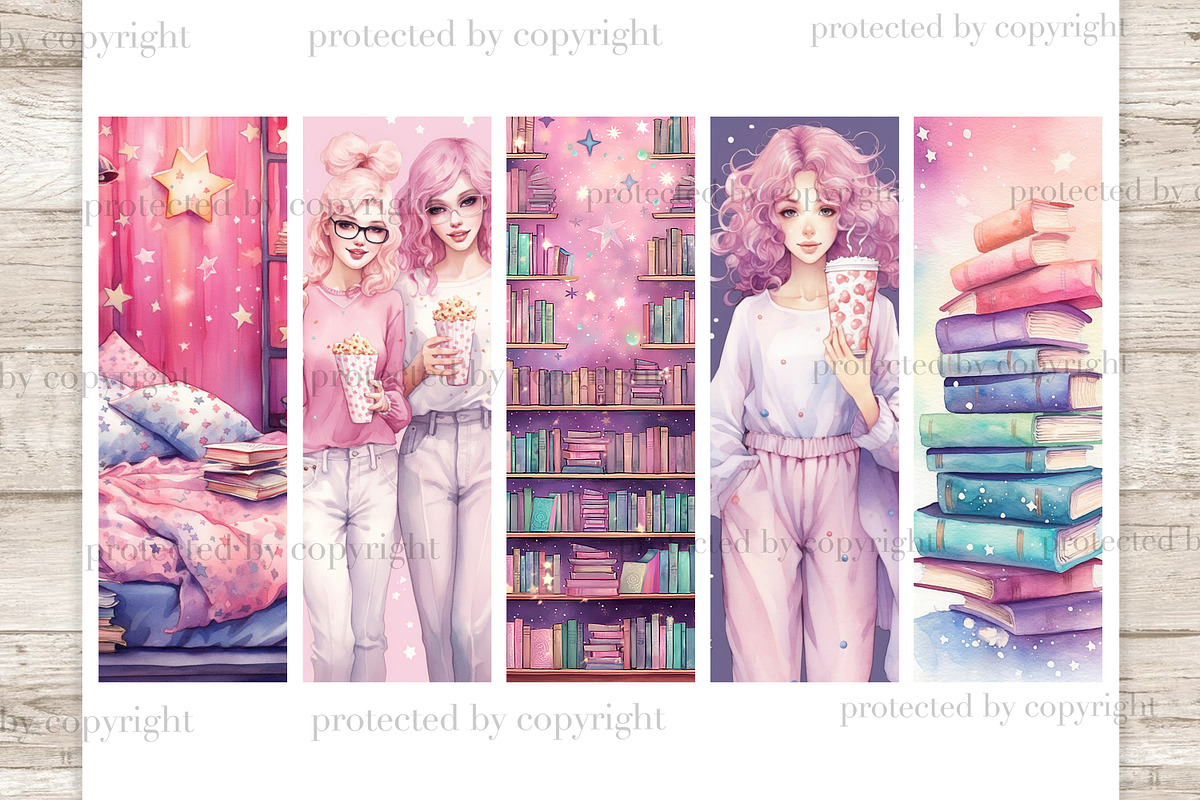 Pajama Weekend Bookmarks | Printable, a Person Illustration by GlamArtZhanna (Photo 3 of 3)