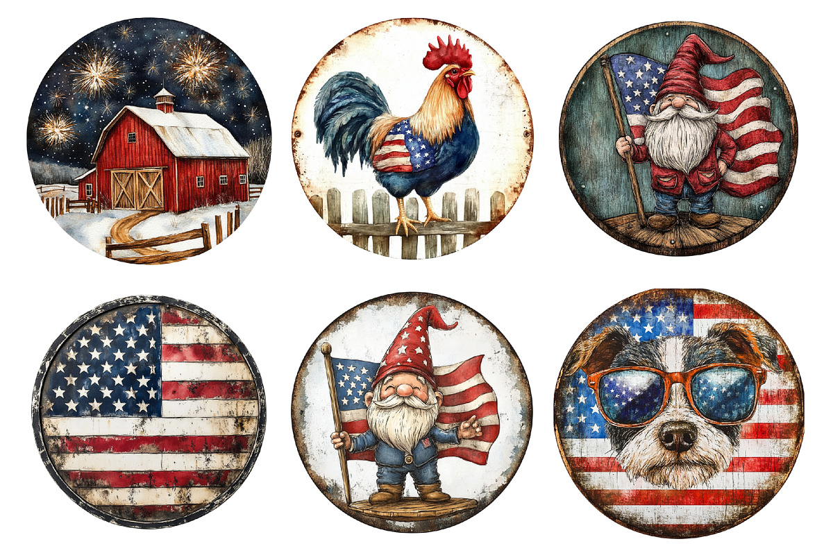 American Rustic Round Metal Sign PNG, an Illustration by SinaCreation (Photo 2 of 5)
