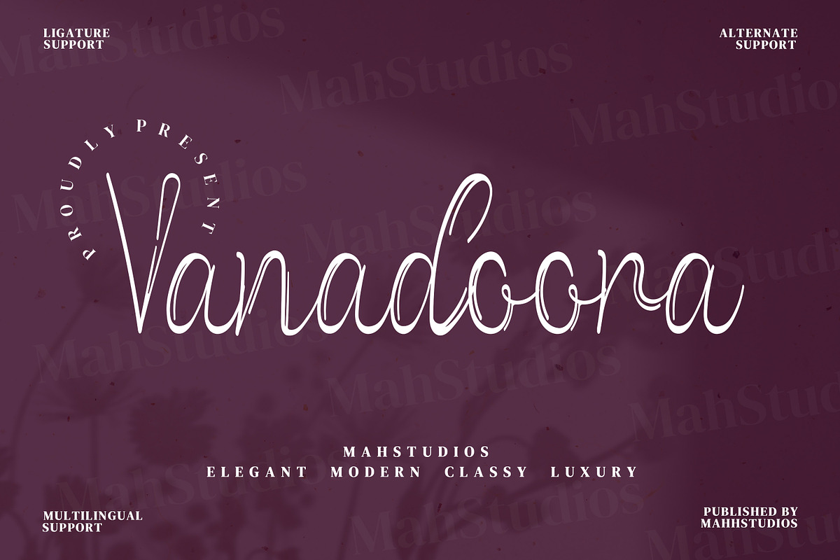 Vanadoora Script Fonts, a Script Font by mahstudios (Photo 1 of 15)