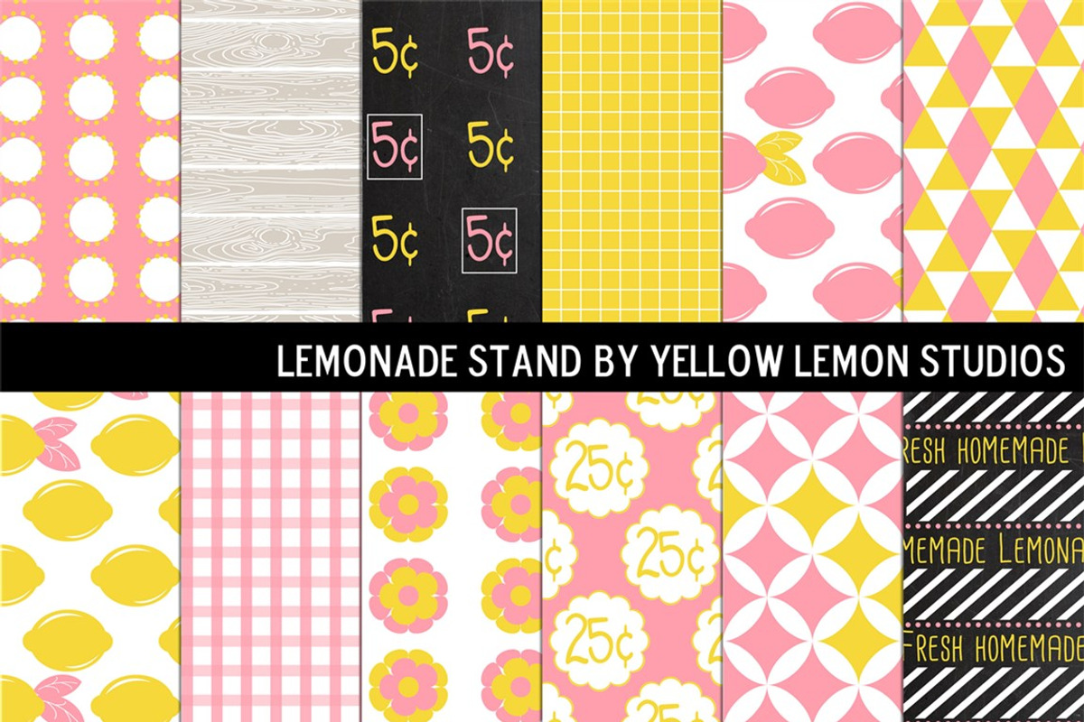 Summer Pink Lemonade stand, a Pattern Graphic by Yellow Lemon Studios