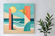 Sea Side Modern Cubist Abstract, a Decorative Illustration by Sharon Schwalbe (Thumbnail 1 of 5)