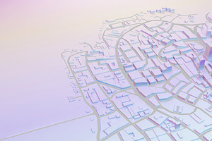 low poly cityscape in pastel colors