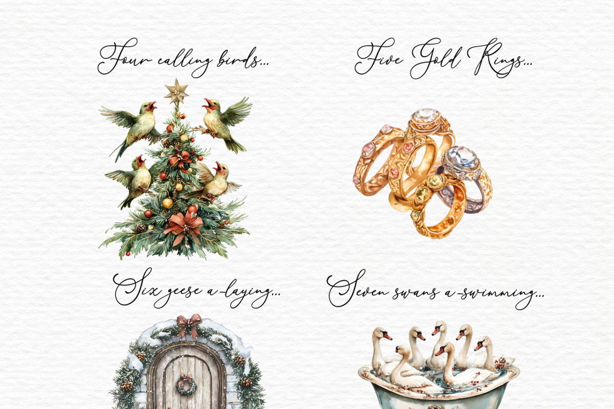 12 days of Christmas clipart, a Seasonal Illustration by Invite to Clipart (Photo 3 of 10)