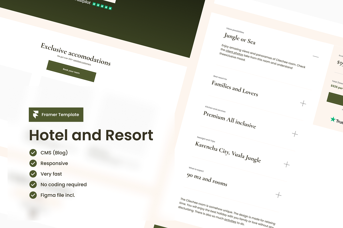 Hotel and Resort Template for Framer, a Templates & Theme by Petr Bilek