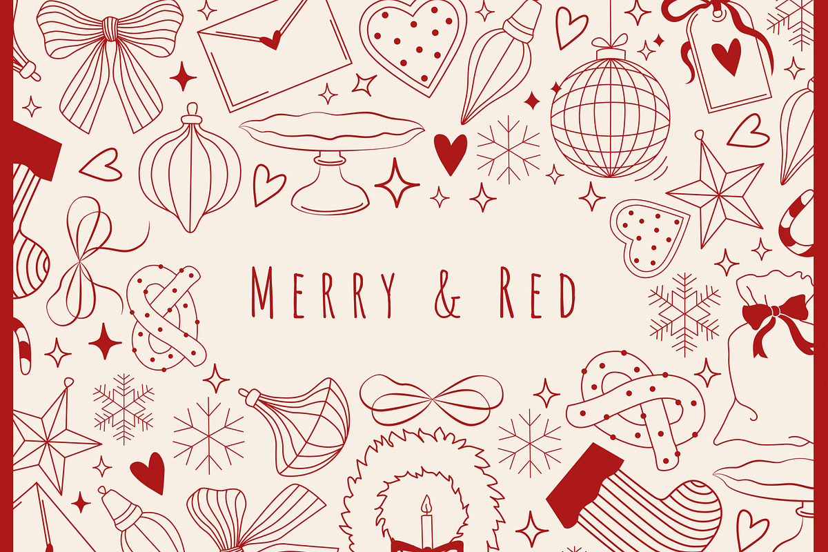 Merry & Red - Christmas line art, a Seasonal Illustration by Nataly_is_Drawing (Photo 1 of 11)