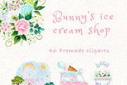 Bunny's ice cream shop clipart, an Animal Illustration by heyiamalice (Thumbnail 5 of 13)