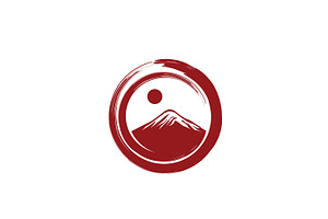 Japanese Mountain Sun Circle Logo