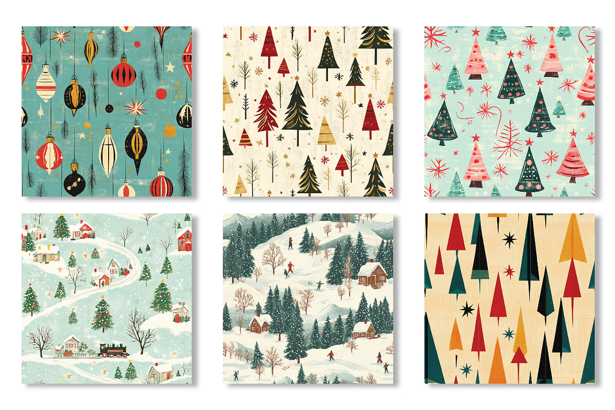 Vintage 1950s Christmas Patterns, a Texture Illustration by Daily.Designs (Photo 2 of 4)