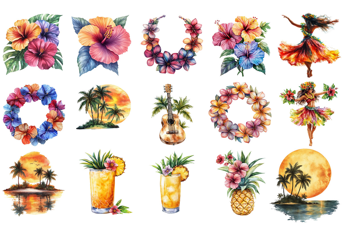 HAWAII Clipart Bundle, an Illustration by Designking (Photo 2 of 5)