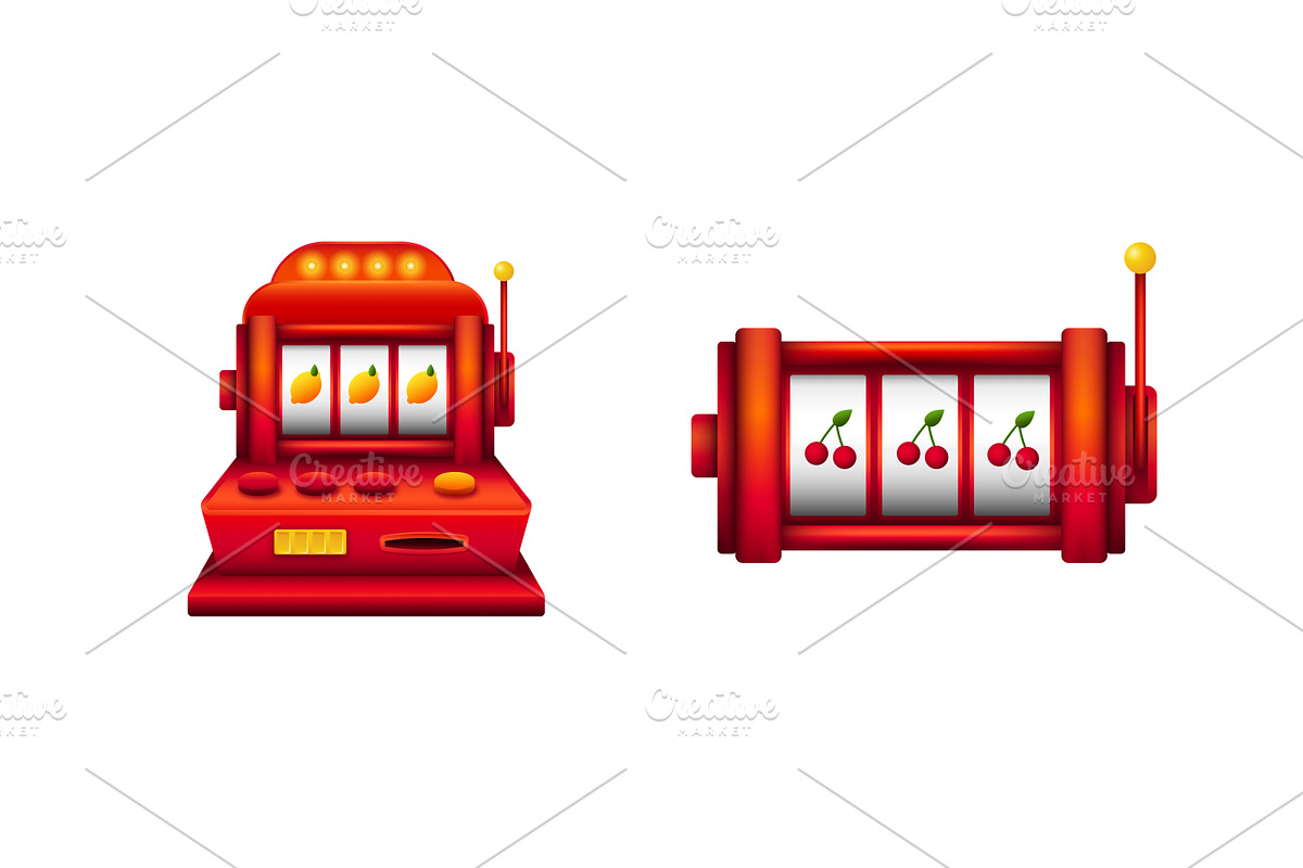 Red slot machines with jackpot., a Finance Illustration by skripnikbb