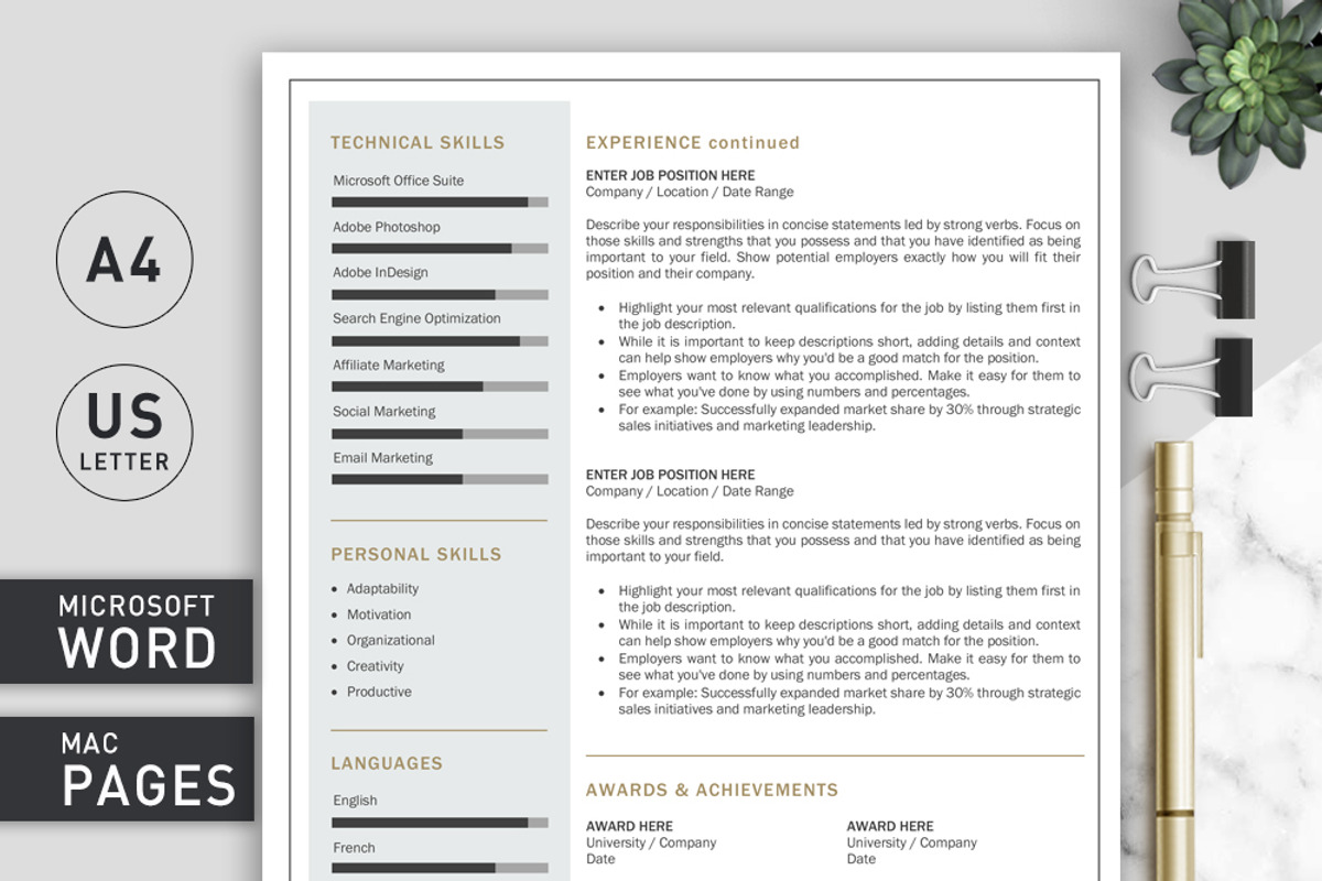Resume Template | CV Template, a Resume Template by Klamp Studio (Photo 2 of 9)