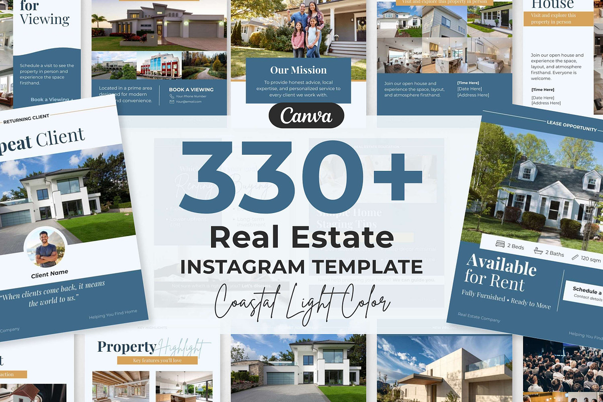 Blue Real Estate Instagram Templates, a Social Media Template by Everyday Perfection (Photo 1 of 11)