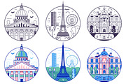 Paris Travel Icons and Patches, an Object Illustration by Alex Krugli (Thumbnail 2 of 5)