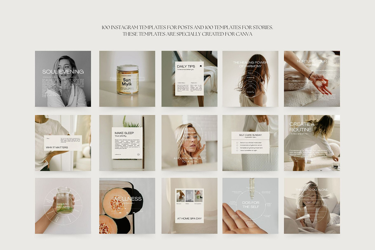 600 Wellness Instagram Templates for Coaches | Canva Bundle