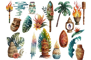 Tiki Tiki Hut Clipart Collection