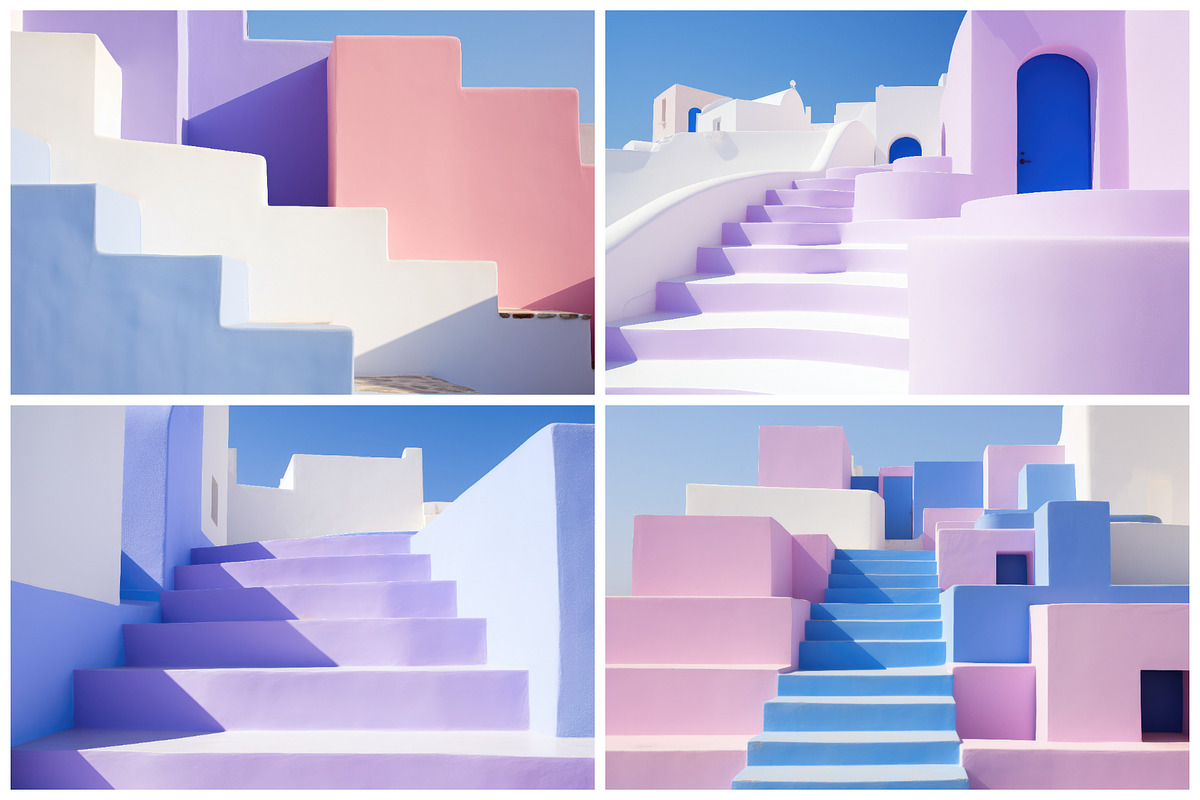 32 Santorini Stairs Illustrations, a Wallpaper Graphic by HipFonts (Photo 6 of 9)