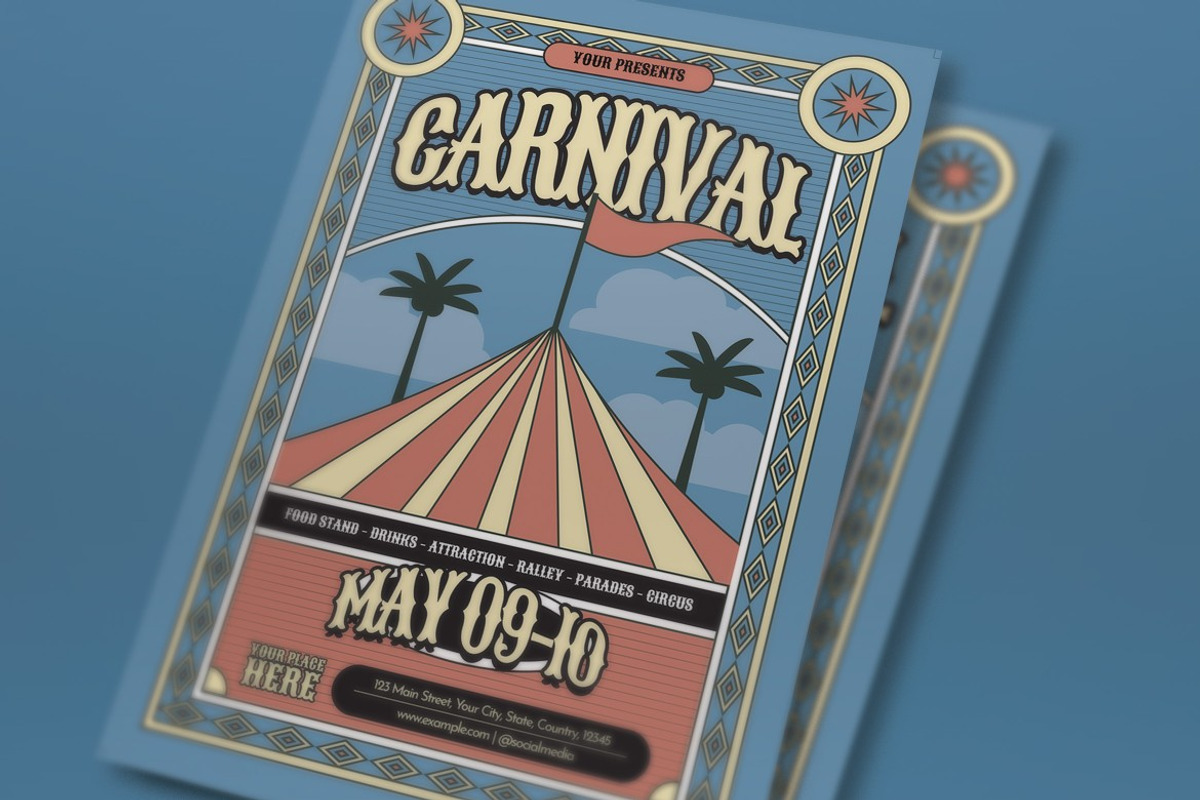 Blue Red Flat Carnival Flyer Set, a Flyer Template by graphicook (Photo 2 of 3)