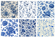 Blue French Toile Floral Pattern, a Pattern Graphic by DreamArtGraphic (Thumbnail 2 of 5)