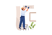 Workers repair houses set, a Person Illustration by PaperTrident (Thumbnail 11 of 19)