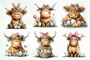 Whimsical Easter Highland Cow Clipar, an Illustration by Creative Art (Thumbnail 6 of 8)