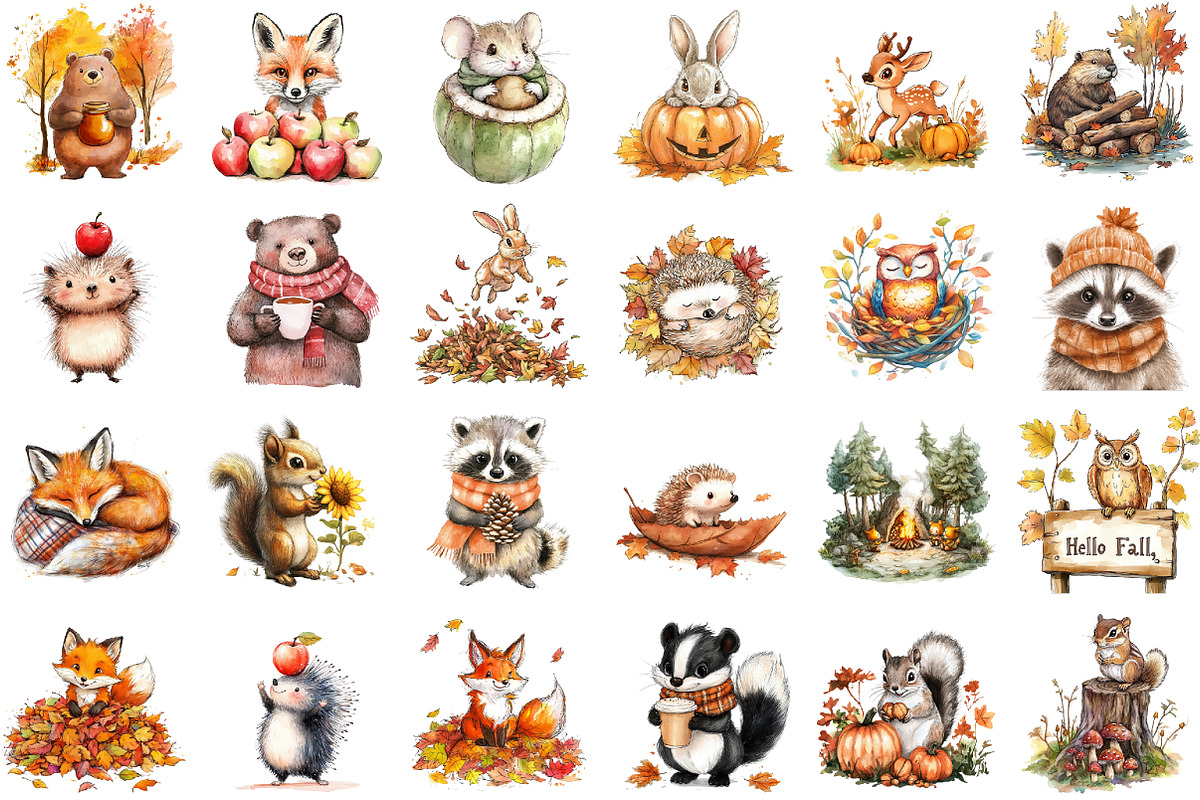 Autumn Animals Clipart, Fall Clipart, an Illustration by Sublimation Artist (Photo 2 of 6)