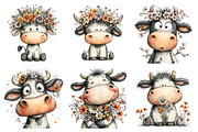 Whimsical Spring Cow Clipart, an Illustration by Design Market (Thumbnail 2 of 4)