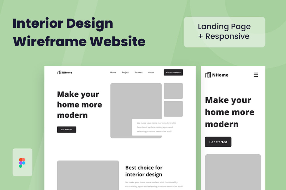 Interior Design Wireframe Website, a Wireframe Template by INSPR STD (Photo 1 of 7)