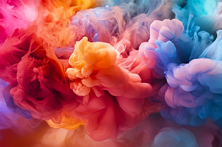Rainbow colored ink in water.