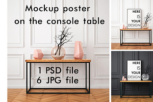 Poster on the console table
