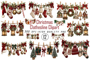 Christmas Clothesline Clipart PNG