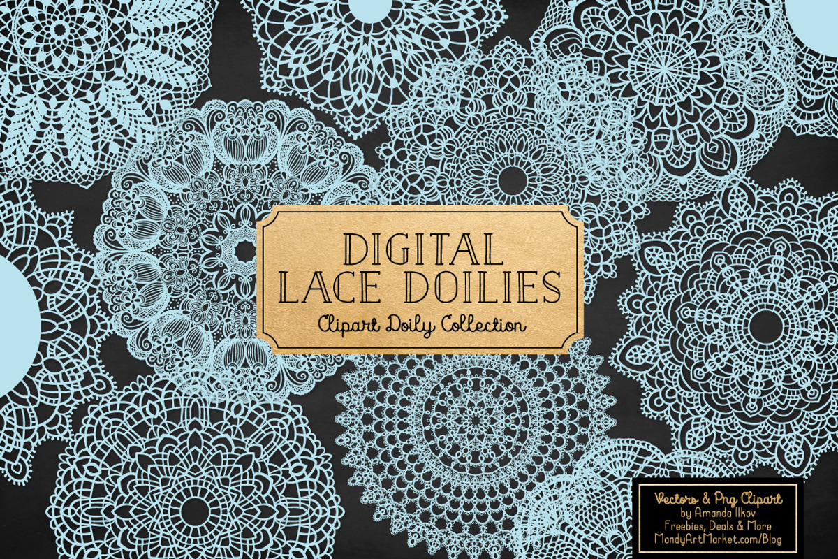 Soft Blue Round Lace Doily Clipart, an Illustration by Amanda Ilkov (Photo 2 of 4)